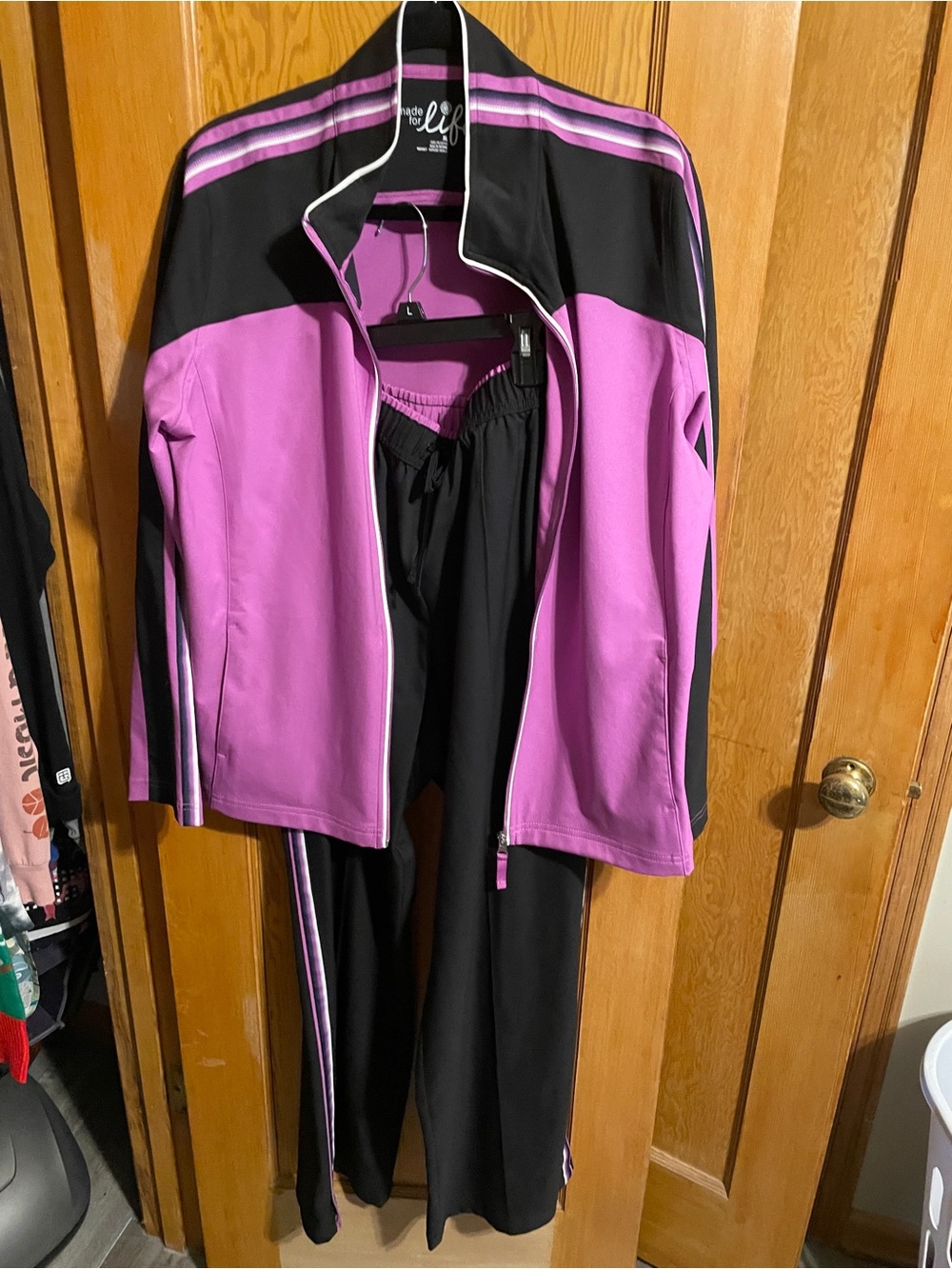made for life Pink and Black Women's Track Jacket & Joggers